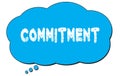 COMMITMENT text written on a blue thought bubble