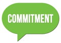 COMMITMENT text written in a green speech bubble