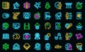 Commitment to innovation icons set outline vector. Passion trust vector neon