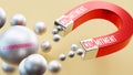 Commitment which brings Accomplishments. A magnet metaphor in which Commitment attracts multiple Accomplishments steel b Royalty Free Stock Photo
