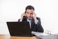 Committed employee bad news at phone