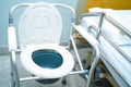Commode chair or mobile toilet can moving in bedroom or everywhere for elderly old people or patient.