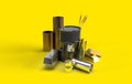 Commodities including crude oil, gold, silver, copper, platinum and corn. Royalty Free Stock Photo