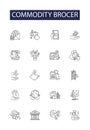 Commodity brocer line vector icons and signs. Broker, Trading, Futures, Options, Goods, Stocks, Investing, Market