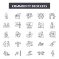 Commodity brokerage service line icons, signs, vector set, linear concept, outline illustration