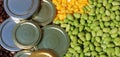 commodity with coffee bean, metal lid, corn and soybeans, edamame, commodity Royalty Free Stock Photo