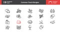 Common allergen food icons. Handmade and editable stroke