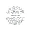 Common allergens abstract linear concept layout with headline