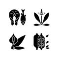 Common allergens black glyph icons set on white space