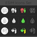 Common allergens dark theme icons set