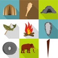 Common ancestor icons set, flat style