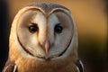 Common barn owl tyto albahead close up, digital illustration painting Royalty Free Stock Photo