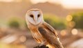 common barn owl ( Tyto albahead ) close up sitting Royalty Free Stock Photo