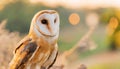 common barn owl ( Tyto albahead ) close up sitting Royalty Free Stock Photo