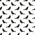 Common blackbird birds seamless pattern on white background