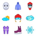 Common cold icons set, cartoon style