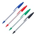 Common colored ballpoint pens with caps set