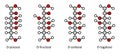 Common D-ketohexose sugars: psicose, fructose, sorbose, tagatose. Fischer-like projections.