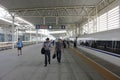 A common day and travellers pending in Beijing South Railway station Royalty Free Stock Photo