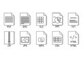 Common digital document and data file formats outline icons set Royalty Free Stock Photo