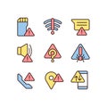 Common electronic device issues pixel perfect RGB color icons set