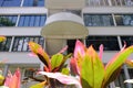 Common exterior view of old public housing with many windows in Tiong Bahru heartland estate. The art deco inspired architecture Royalty Free Stock Photo