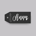 Common female first name on a tag. Hand drawn
