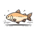 common fish cartoon flat illustration minimal line art Royalty Free Stock Photo