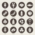 Food allergens brown colour vector icons