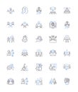 Common goal line icons collection. Unity, Harmony, Collaboration, Success, Progress, Empowerment, Fulfillment vector and