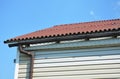 Common Gutter Problems. Bad Gutter. House Construction with roofing and rain gutter system as bad building example.