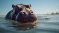 Common hippopotamus or hippo & x28;Hippopotamus amphibius& x29; showing aggression