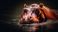 Common hippopotamus or hippo (Hippopotamus amphibius) showing aggression