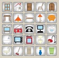 Common house appliances - color icon set Royalty Free Stock Photo