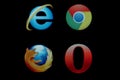Common internet browsers icons on monitor
