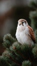 A Common Kestrel bird is perched on a tree branch Royalty Free Stock Photo
