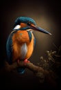 Common Kingfisher under rain. Generative AI Royalty Free Stock Photo