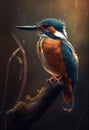 Common Kingfisher under rain. Generative AI Royalty Free Stock Photo