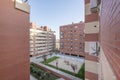 Common landscaped areas within a block patio of an urban residential housing development