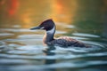 Common loon or great northern diver - Gavia immer. Duck loon bird animal swims on blue water in the river or lake. Generative AI