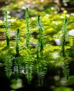 Common mare\'s-tail water plants in a pond Royalty Free Stock Photo