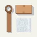 Common materials used for securing and protecting packages during Royalty Free Stock Photo
