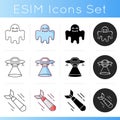 Common movie categories icons set. Linear, black and RGB color styles. Popular cinematography genres, filmmaking styles Royalty Free Stock Photo