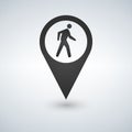 Common pedestrian icon. Man walking by foot map pointer. For maps, schemes, applications and infographics.