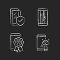 Common phone breakdowns chalk white icons set on dark background