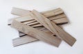Common Wood Shims on a White Background Royalty Free Stock Photo