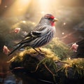 Ai Generated illustration Wildlife Concept of Common Redpoll