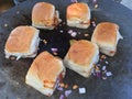 Common snack in India Kutchi dabeli.