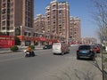 A common street view along the residents block in a sunny day