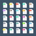 Common system file formats. Document types and extensions. Flat style icons collection. Document pictogram, web design Royalty Free Stock Photo